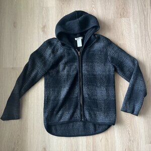 ** Maryline Oversized Italian Made Wool Nylon hooded zip up cardigan sweater XL